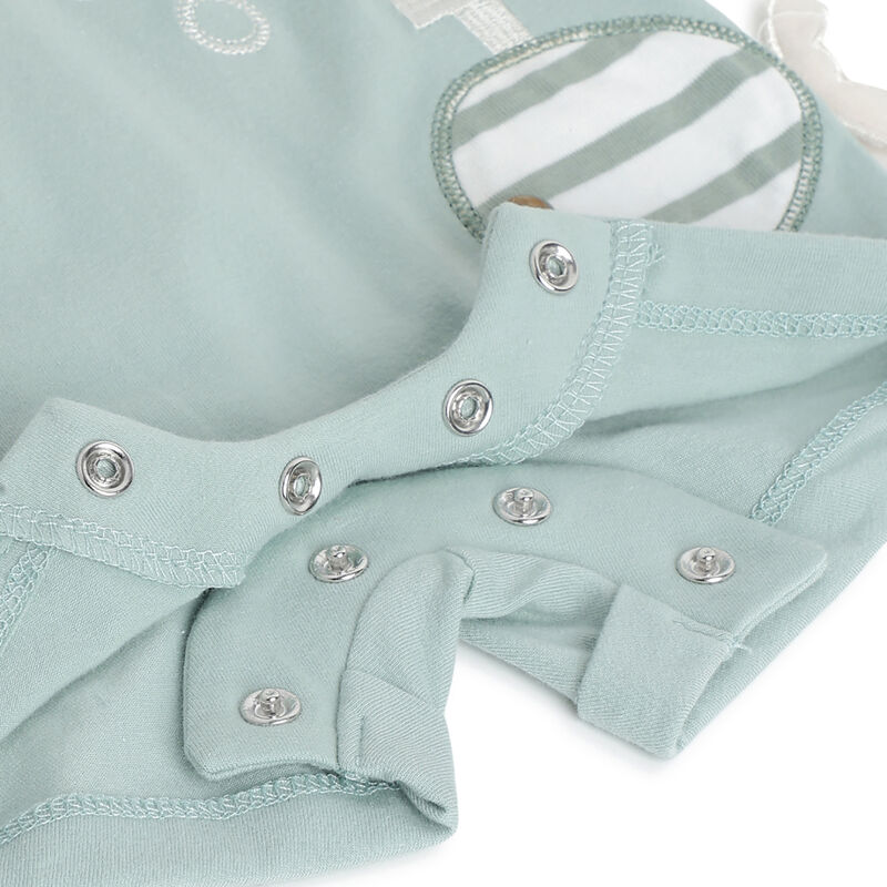 Boys Light Green Applique Short Sleeve Rompers image number 3